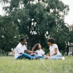 Family sitting on the grass