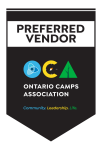 OCA Preferred Vendor Logo Reads "Preferred Vendor: Ontario Camps Association. Community. Leadership. Life.